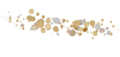 Gilded Festivity: Brilliant 3D Illustration Showcasing a Shower of gold Confetti