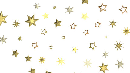 Stars - Holiday golden decoration, glitter frame isolated -