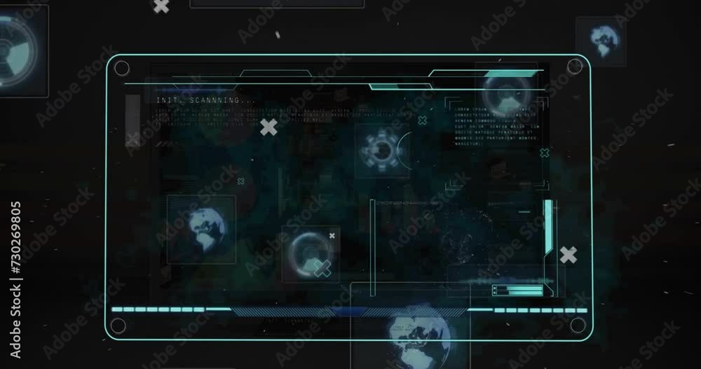 Poster animation of computer data processing over screen