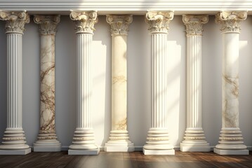 Grand Marble ancient pillars. Greek stone. Generate Ai