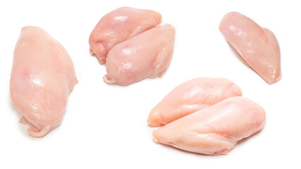 Raw chicken fillet isolated on white background.