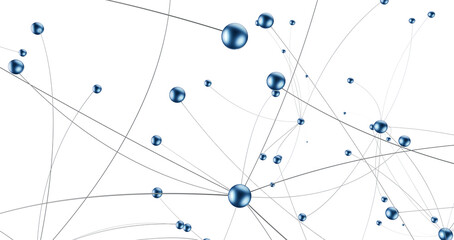 Multi color connected lines and dots network 3d illustration