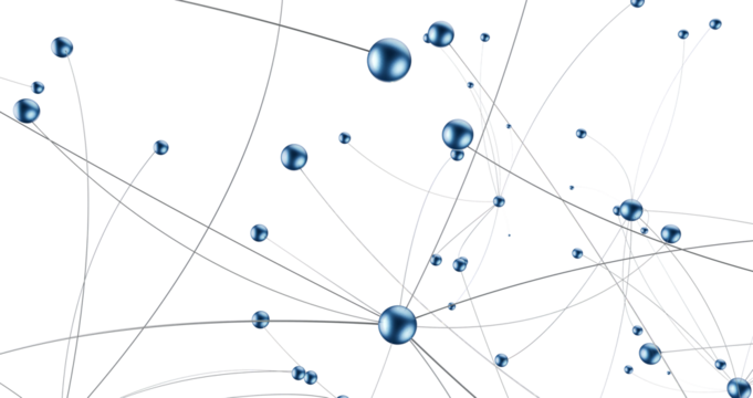 Multi color connected lines and dots network 3d illustration