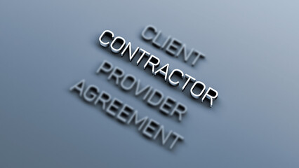 CONTRACTOR metallic text on blurred background. Contractor concept, banner. 3D render