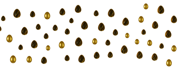 Easter horizontal border with gold eggs