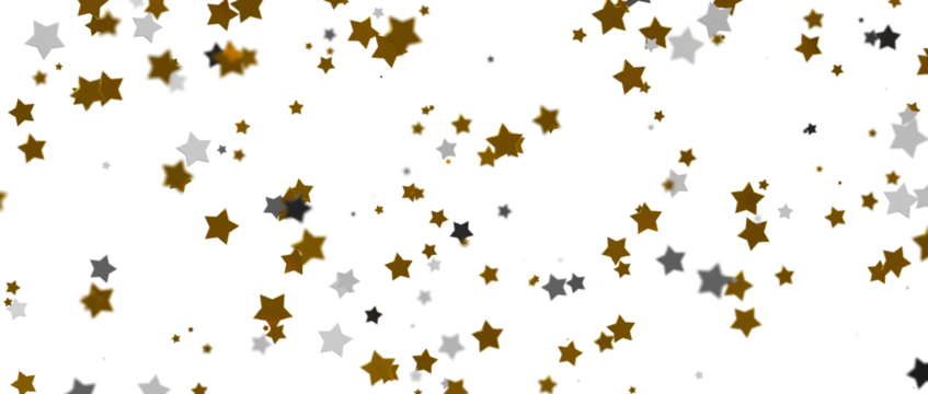 XMAS Banner with golden decoration. Festive border with falling glitter dust and stars.