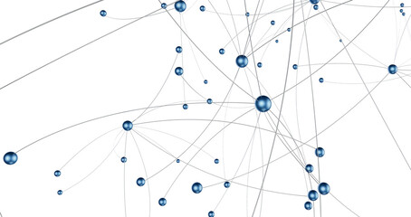Big data visualization. Network connection structure with chaotic distribution of points and lines. 3D rendering.