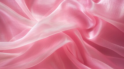 Obraz premium Gentle waves of soft pink fabric, conveying a sense of calm and delicate beauty.