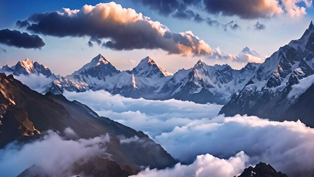 Time-lapse Everest snow mountains sunrise
