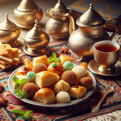 Arabic Islamic Ramadan traditional food for articles or social posts