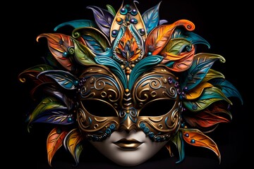 Mardi Gras mask. New venetian costume. Generate Ai