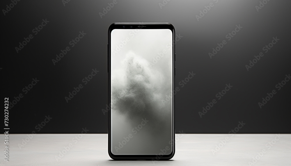Poster modern black smartphone with wireless technology accessing cloud computing generated by ai