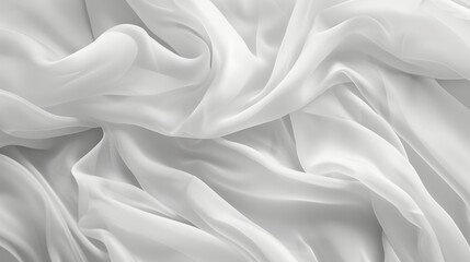 Obraz premium Soft white satin with elegant waves, creating a serene and luxurious backdrop.