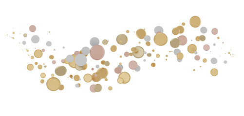 Glorious Cascade: Exquisite 3D Illustration of Glowing gold Confetti