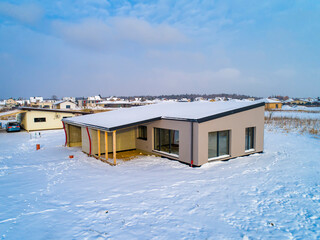 A view of construction house in winter