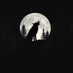 Illustration générée par une IA d'un loup vu de profil hurlant à la Lune © Thierry Lombry