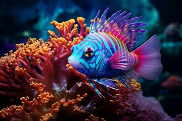Saltwater Marine fish colorful. Animal marine. Generate Ai