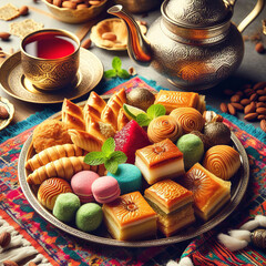 Arabic Islamic Ramadan traditional food for fasting 