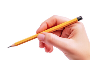 Hand holding a yellow pencil, business economy financial concept