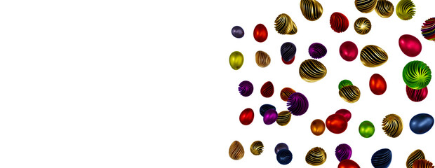 Collection of photos perfect colorful handmade painted easter eggs isolated