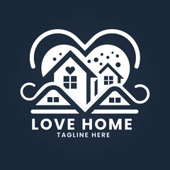 Fototapeta premium Love home love house concept real estate building logo design template 