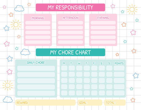 Chore chart. Daily Routine Responsibility Chart. School Routine, Behavior Chart, Consequences, Daily Checklist for kids. Kids discipline, motivation. Weekly planner, tasks, to do list for schoolers.