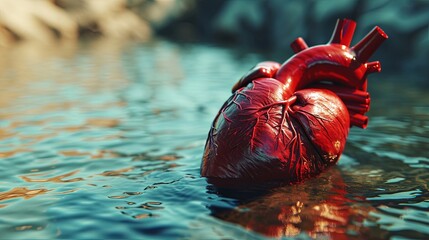 human heart, with water generative ai