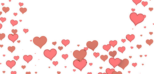 hearts on a pink background. 3d render illustration for advertising. Valentine's Day.