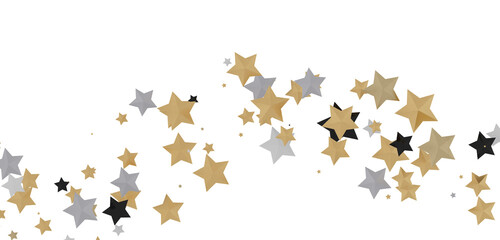 XMAS Stars - stars. Confetti celebration, Falling golden abstract decoration for party, birthday...