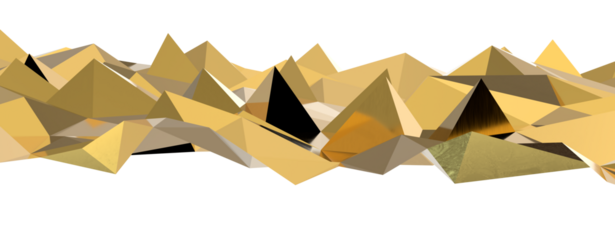 Abstract 3D render illustration,Surface gold crystal geometric triangle and Polygonal shapes template