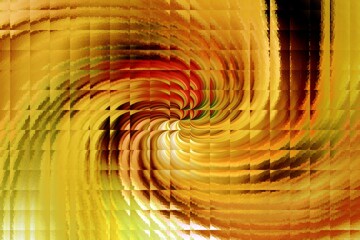 Dynamiczna kompozycja ze spiralnym wirem w miodowej kolorystyce z geometryczną teksturą szklanych kwadratowych płytek - abstrakcyjne tło