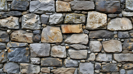 A Stone Wall Built With Various Sized Rocks