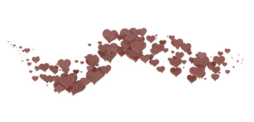 Falling red and pink hearts isolated on transparent background. Valentine’s day design
