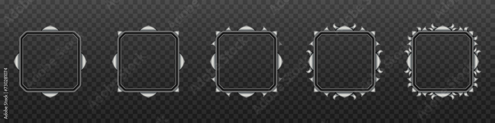 Poster black and silver border game avatar frames for game ui designs