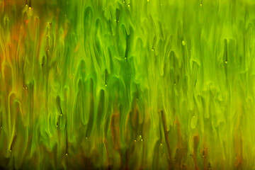 Flowing Bright Green Paint Watercolor Abstract