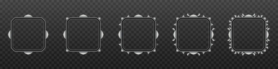 Black and Silver Border Game Avatar Frames for Game UI Designs - obrazy, fototapety, plakaty