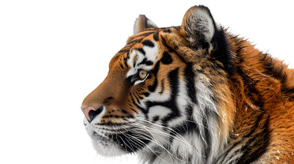 Close Up of Tiger on White Background