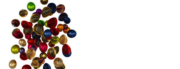 colorful eggs on white background
