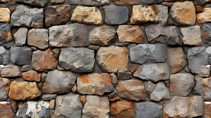 Fototapeta premium Multicolored Stone Wall With Diverse Rocks