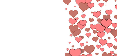 Falling red and pink hearts isolated on transparent background. Valentine’s day design