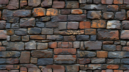 Brick Wall Constructed With Multiple Colored Bricks