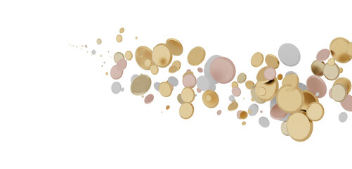 gold  Rainfall: Astonishing 3D Illustration of gold  Confetti Shower