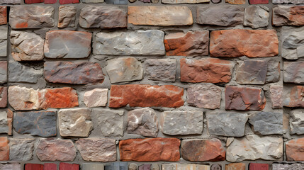 A Vibrant Brick Wall Constructed With an Assortment of Multicolored Rocks