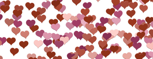 Falling red and pink hearts isolated on transparent background. Valentine’s day design