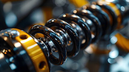 Closeup of springs, shock absorbers rad shock Absorbers focus on suspension