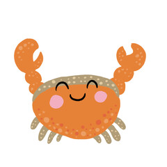 Set of sea animals in flat style. Vector illustration. Collection of marine inhabitants. Hand drawn crab, octopus, jellyfish, whale, fish.