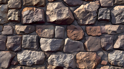 A Stone Wall Constructed With Solid Rocks - obrazy, fototapety, plakaty