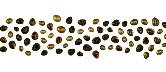 3d rendering of Easter elegant eggs with gold paint