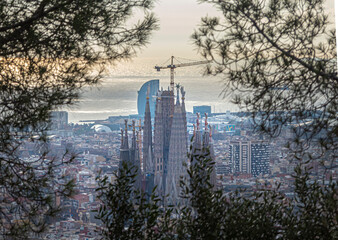 Barcelona landscape with sagrada familia tample