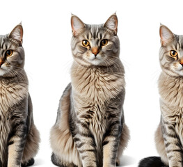 Obraz premium Portrait of a tabby cat with yellow eyes on a light background